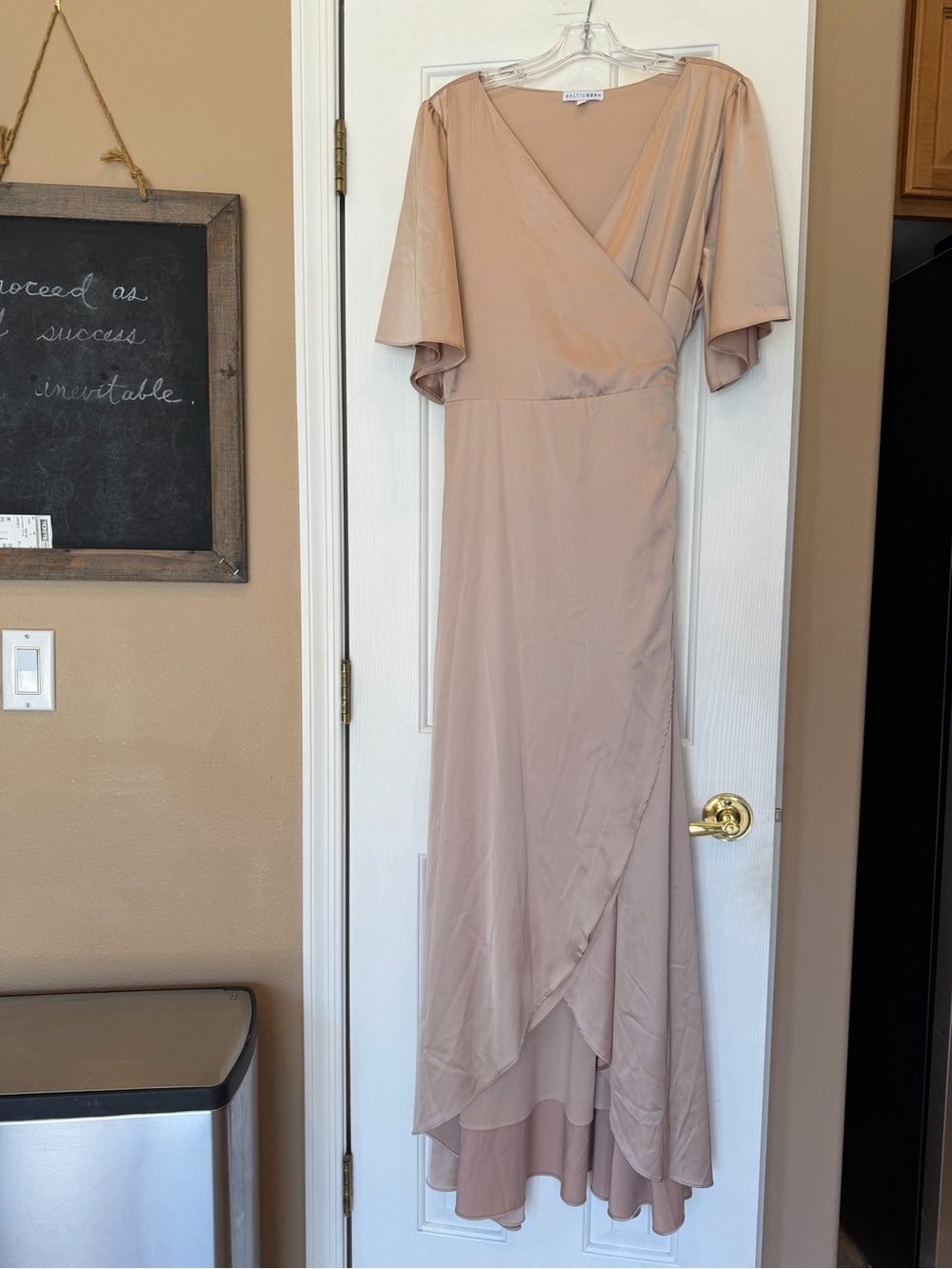 Baltic Born Long Champagne Silky Wrap Dress Evening Gown 1X